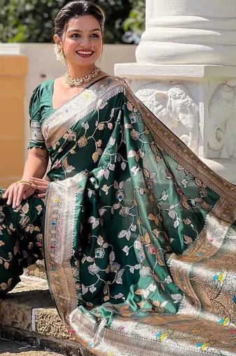 Green woven design zari kanjeevaram saree
