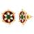 Gold plated maroon green kundan & beads studded necklace stud