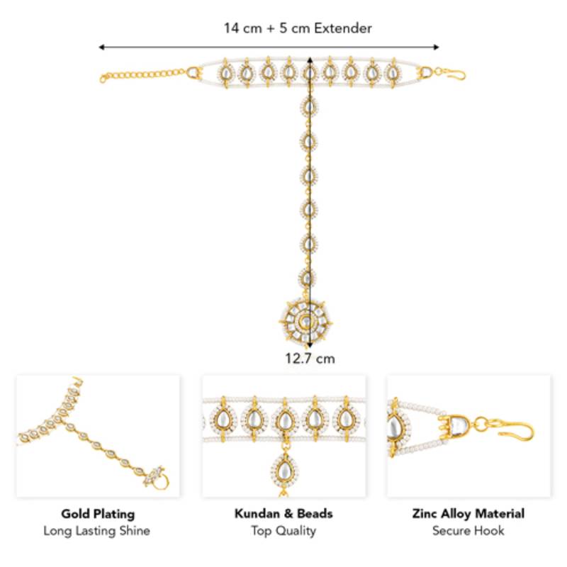 Kundan & beads studded haath panja haath phool ethnic traditional fashion jewellery gift for women