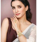 White kundan & beads studded haath panja haath phool ethnic traditional jewellery gift for women
