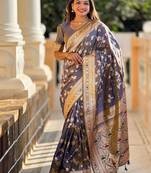 Grey woven design zari kanjeevaram saree