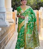 Green woven design zari kanjeevaram saree