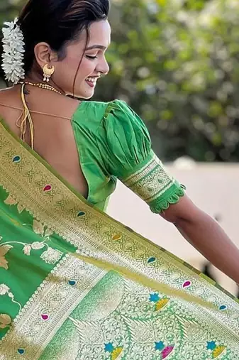 Green woven design zari kanjeevaram saree