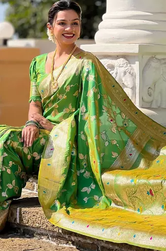 Green woven design zari kanjeevaram saree