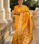 Yellow woven design zari saree
