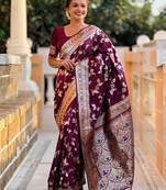 Maroon woven design zari kanjeevaram saree