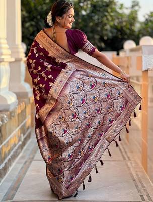 Maroon woven design zari kanjeevaram saree 3