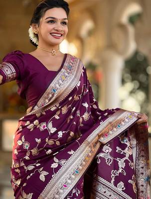 Maroon woven design zari kanjeevaram saree 5