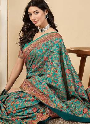 Blue woven design silk blend banarasi saree 3