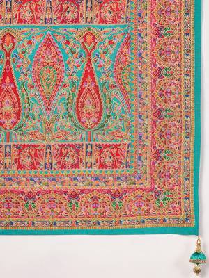 Blue woven design silk blend banarasi saree 5