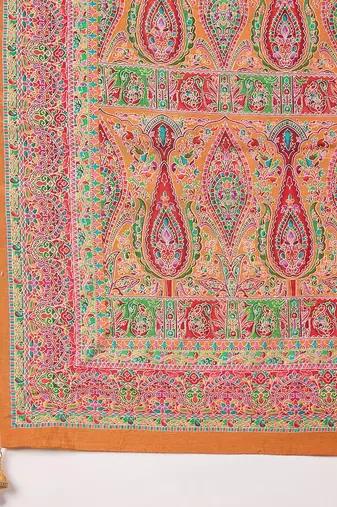 Orange woven design zari silk blend banarasi saree
