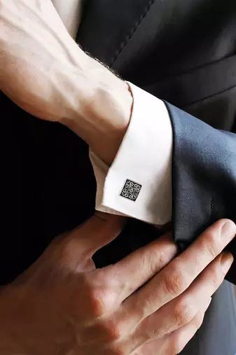 Black square designer cufflinks for men  wedding business corporate gift