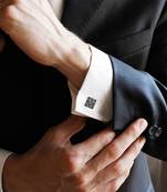 Black square designer cufflinks for men  wedding business corporate gift