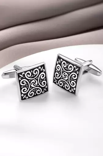 Black square designer cufflinks for men  wedding business corporate gift