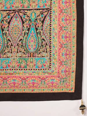 Black woven design silk blend banarasi saree 5