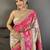 Pink floral embroidered silk blend handloom jamdani saree