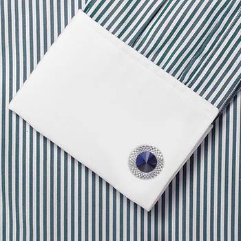 Circular blue crystal cufflinks for men  wedding business gift 1