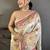 Off white floral zari silk blend jamdani saree