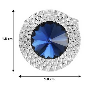 Circular blue crystal cufflinks for men  wedding business gift 4