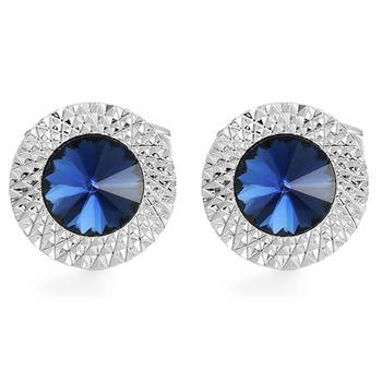 Circular blue crystal cufflinks for men  wedding business gift 5