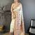 Off white floral embroidered silk blend jamdani saree