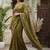 Olive embellished embroidered silk blend fusion saree