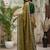 Olive embellished embroidered silk blend fusion saree