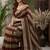 Maroon striped embroidered silk blend fusion saree