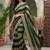 Green striped embroidered silk blend fusion saree