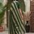 Green striped embroidered silk blend fusion saree