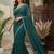 Teal embellished beads and stones silk blend fusion saree
