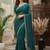 Teal embellished beads and stones silk blend fusion saree