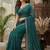 Teal embellished beads and stones silk blend fusion saree