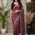Purple embellished zari silk blend fusion saree