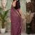 Purple embellished zari silk blend fusion saree