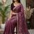 Purple embellished zari silk blend fusion saree