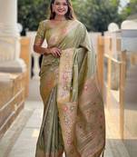 Green woven design zari kanjeevaram saree