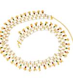 Gold-Plated Kundan and Beaded Ethnic Kamarbandh Belly Chain for Women