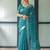 Green floral printed zari  linen saree
