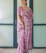 Pink leheriya zari  linen saree