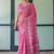 Pink bandhani printed zari  linen saree