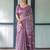 Purple women geometric printed zari  linen saree