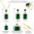 Gold plated cubic zirconia studded green pendant chain drop earrings