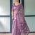 Purple women geometric printed zari  linen saree