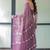 Purple women geometric printed zari  linen saree