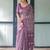 Purple women geometric printed zari  linen saree
