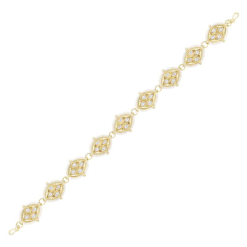 Kundan & beads studded white sheeshpatti mathapatti ethnic fashion hair jewellery for women design 1