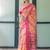 Yellow leheriya printed zari  linen saree