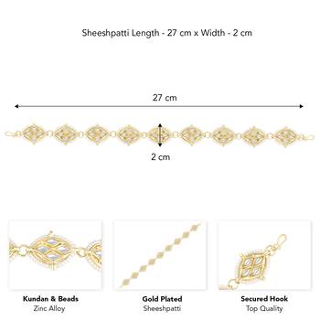 Kundan & beads studded white sheeshpatti mathapatti ethnic fashion hair jewellery for women design 1 4