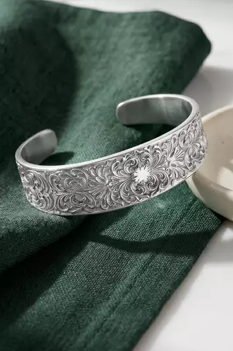 Engraved cuff bracelet for women